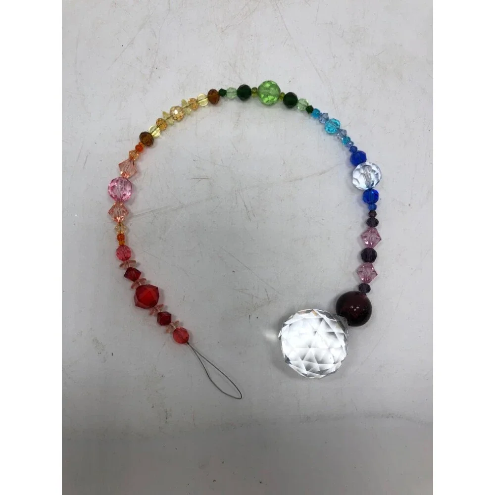 RAINBOW BEADED SUN CATCHER HANGING.